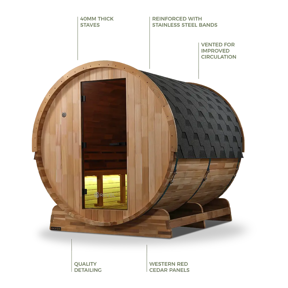 Revel Edenview - 8 Person Traditional Cedar Barrel Sauna - Image 2