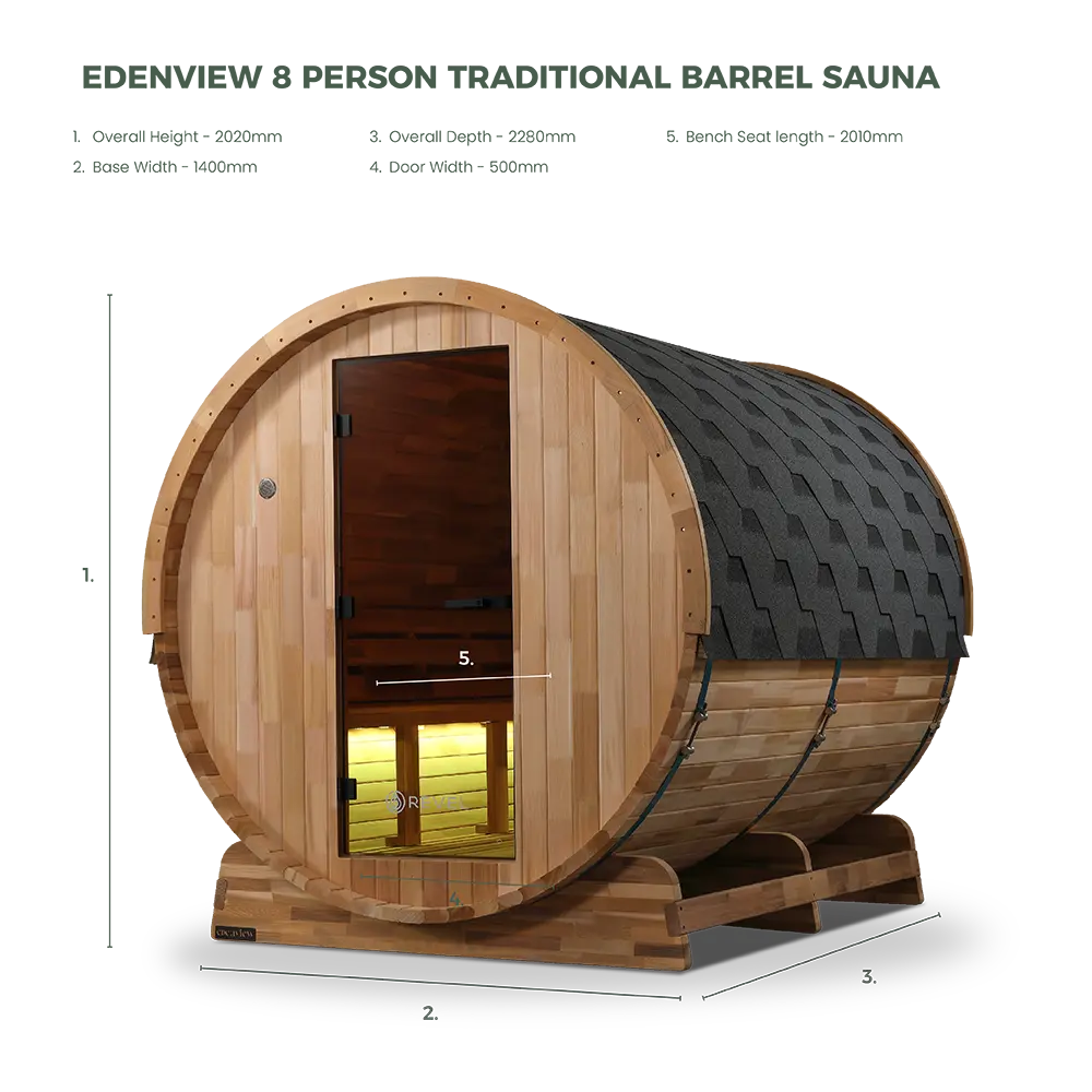 Revel Edenview - 8 Person Traditional Cedar Barrel Sauna - Image 3