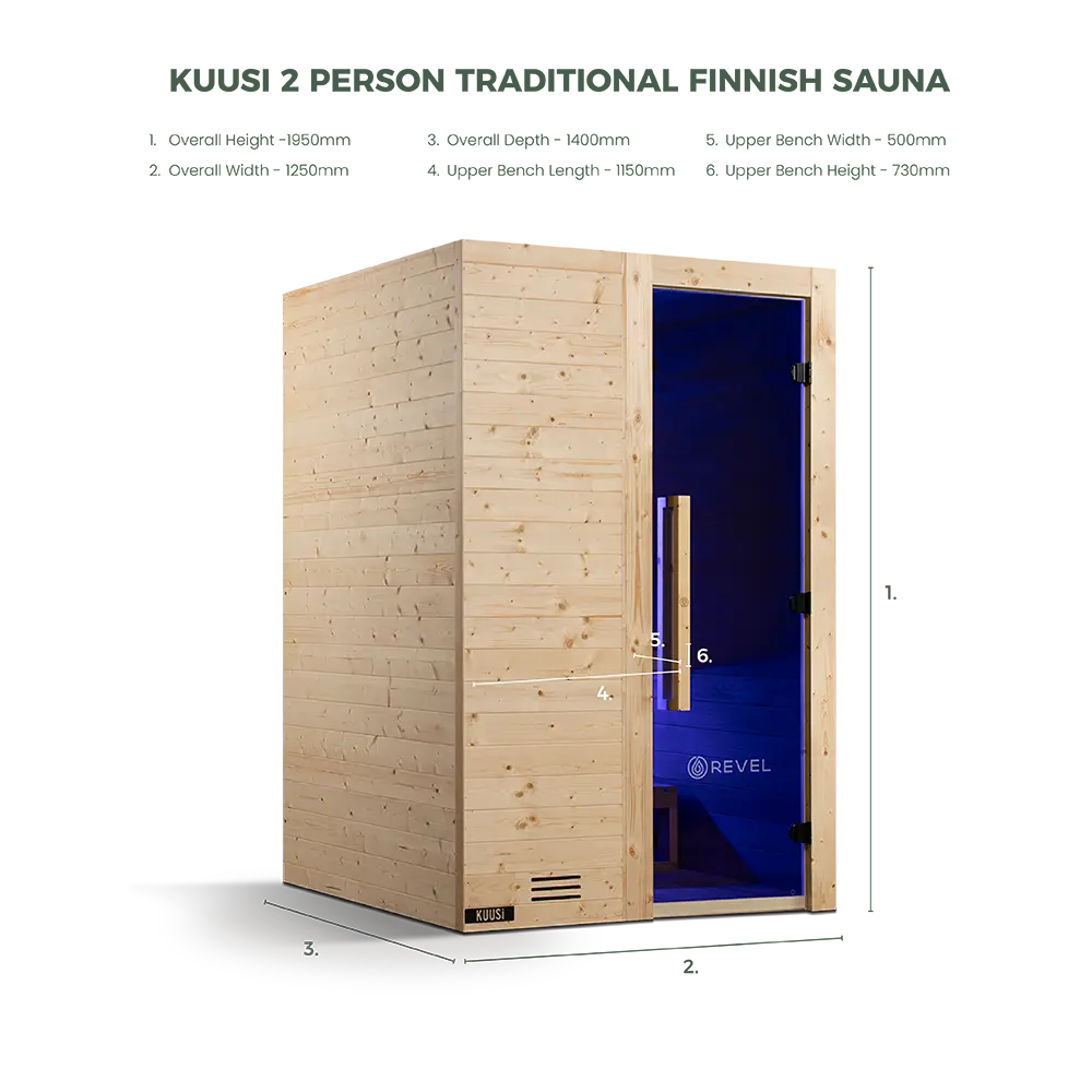 Revel Kuusi 2 Person Traditional Finnish Sauna - Image 3
