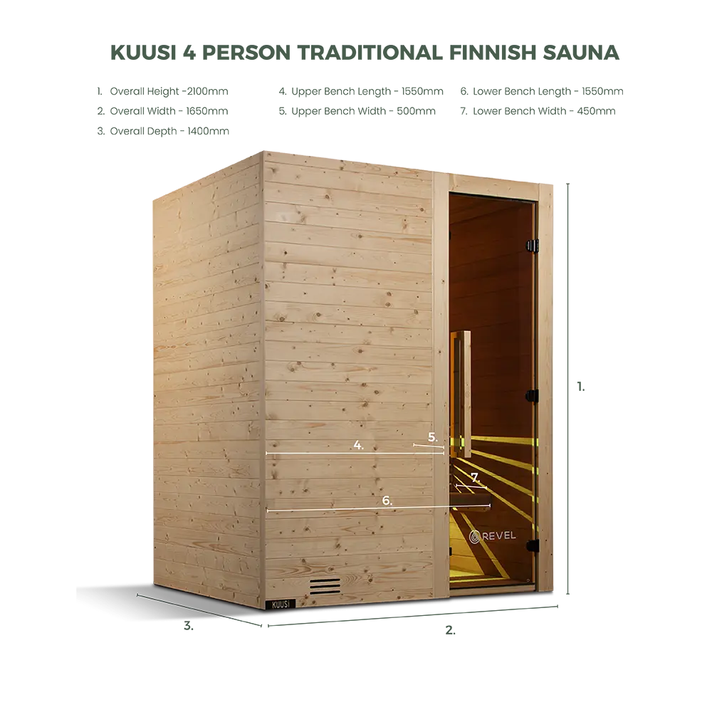 Revel Kuusi 4 Person Traditional Finnish Sauna - Image 3