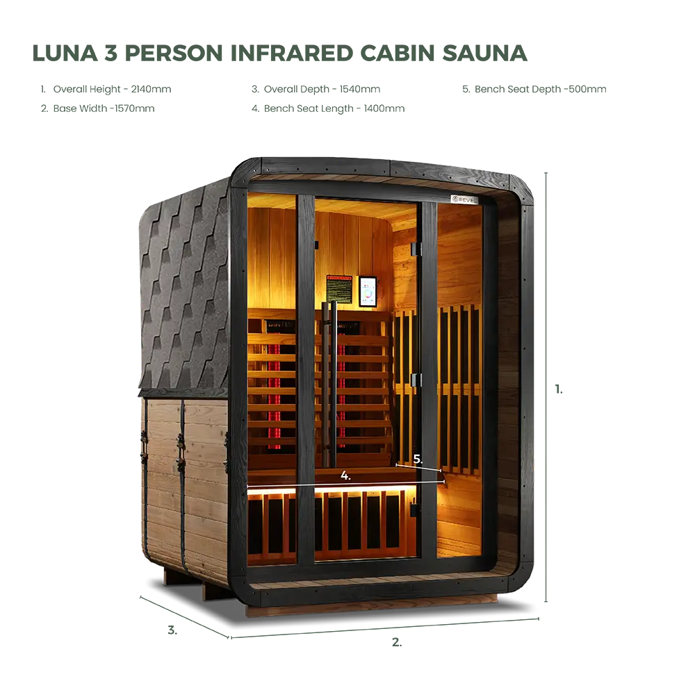 Revel Luna 3 Person Infrared Cabin Sauna - Next Gen - Image 3